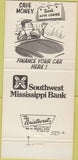 Matchbook Cover - SW Mississippi Bank Magnolia Fernwood Osyka MS 30 Strike