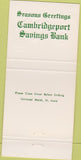 Matchbook Cover - Cambridgeport Savings Bank 30 Strike