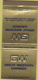 Matchbook Cover - Great Western Savings CA Branches 30 Strike