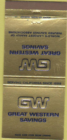 Matchbook Cover - Great Western Savings CA Branches 30 Strike