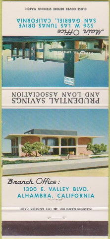 Matchbook Cover - Prudential Savings Loan San Gabriel CA 30 Strike