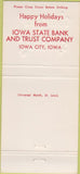 Matchbook Cover - Iowa State Bank Trust Iowa City IA 30 Strike