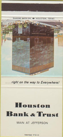 Matchbook Cover - Houston Bank Trust TX 30 Strike