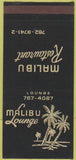 Matchbook Cover - Malibu Restaurant Atlanta GA 30 Strike