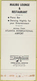 Matchbook Cover - Malibu Restaurant Atlanta GA 30 Strike