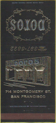 Matchbook Cover - Doros San Francisco CA 30 Strike