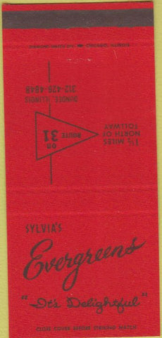 Matchbook Cover - Sylvia's Evergreens Dundee IL 30 Strike
