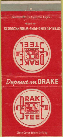 Matchbook Cover - Drake Steel Tubing Pipe Fresno CA 30 Strike