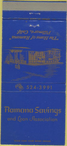 Matchbook Cover - Ramona Savings Loan Fillmore CA WEAR 30 Strike