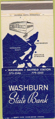 Matchbook Cover - Washburn State Bank Bayfield Station WI 30 Strike