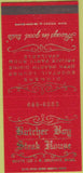 Matchbook Cover - Butcher Boy Steak House Andover MA 30 Strike