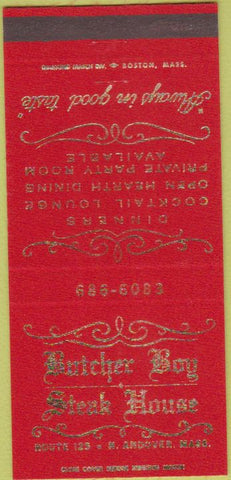 Matchbook Cover - Butcher Boy Steak House Andover MA 30 Strike