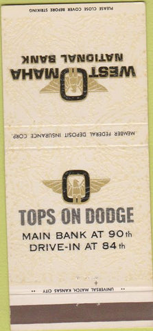 Matchbook Cover - West Omaha National Bank NE 30 Strike