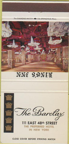 Matchbook Cover - The Barclay New York City 30 Strike