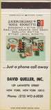 Matchbook Cover - David Queller Drills Cutters New York City 30 Strike