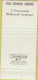 Matchbook Cover - Southern Bank Trust Richmond VA 30 Strike