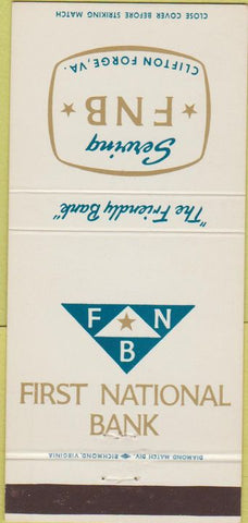 Matchbook Cover - First National Bank Clifton Forge VA 30 Strike