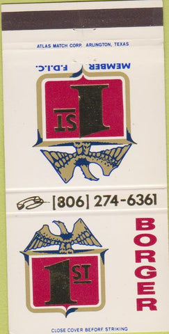 Matchbook Cover - 1st Borger Bank TX 30 Strike