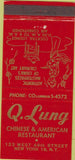 Matchbook Cover - Q. Lung Chinese Restaurant New York City girlie 30 Strike