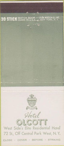 Matchbook Cover - Hotel Olcott New York City 30 Stick