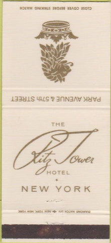 Matchbook Cover - Ritz Tower Hotel New York City 30 Strike
