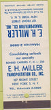 Matchbook Cover - EH Miller Transport Trucking New York City 30 Stick