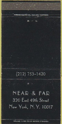 Matchbook Cover - Near and Far New York city 30 Strike