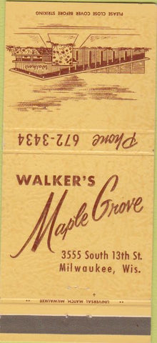 Matchbook Cover - Walker's Maple Grove Milwaukee WI 30 Strike