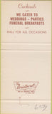 Matchbook Cover - Walker's Maple Grove Milwaukee WI 30 Strike