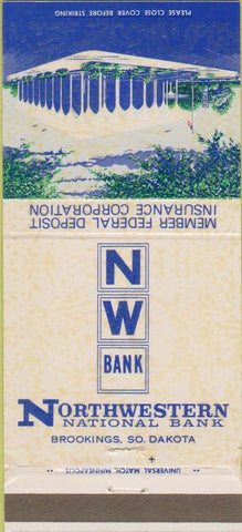 Matchbook Cover - Northwestern National Bank Brookings SD 30 Strike