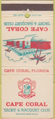 Matchbook Cover - Cape Coral Yacht Racquet Club FL 30 Strike
