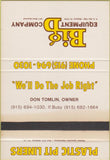 Matchbook Cover - Big D Equipment Co Midland TX SAMPLE WORN 40 Strike