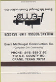 Matchbook Cover - Evert McDougal Construction Crane TX SAMPLE 40 Strike