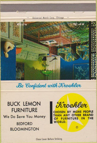 Matchbook Cover - Buck Lemon Furniture Kroehler Bedford Bloomington 40 Strike