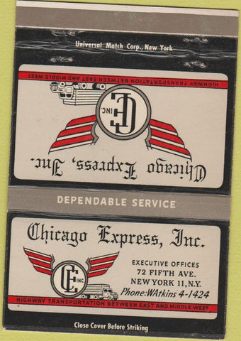 Matchbook Cover - Chicago Express Inc New York NY WEAR 40 Strike