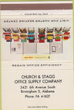 Matchbook Cover - Harter Office Chairs Birmingham AL Church Stagg 40 Strike