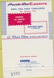 Matchbook Cover - Men's Suits Rio Piedras Puerto Rico PR 40 Strike