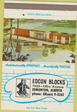 Matchbook Cover - Edcon Blocks Edmonton AB concrete cinder blocks 40 Strike
