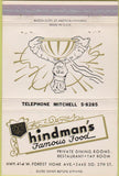 Matchbook Cover - Hindman's Restaurant Milwaukee WI 40 Strike