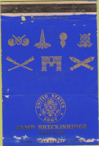 Matchbook Cover - Camp Breckinridge KY military postcard WORN 40 Strike
