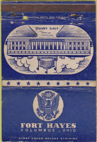 Matchbook Cover - Fort Hayes Columbus OH military postcard WEAR 40 Strike