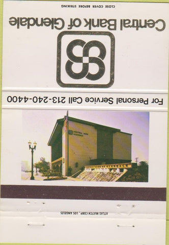 Matchbook Cover - Central Bank of Glendale CA 40 Strike