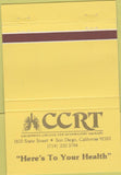 Matchbook Cover - California College Respiratory Therapy San Diego CA 40 Strike