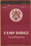 Matchbook Cover - Camp Dodge IA US Army military postcard 40 Strike