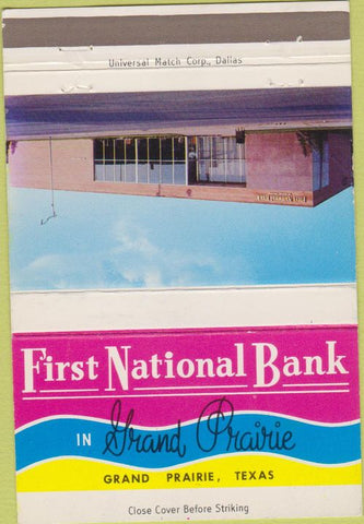Matchbook Cover - First National Bank Grand Prairie TX 40 Strike