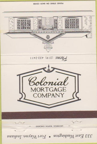 Matchbook Cover - Colonial Mortgage Co Fort Wayne IN 40 Strike