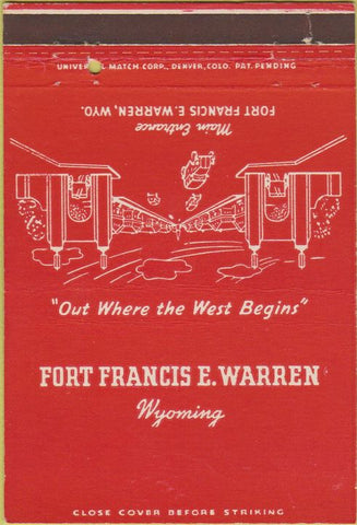 Matchbook Cover - Fort Francis Warren WY military postcard 40 Strike