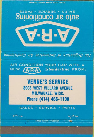 Matchbook Cover - Auto Air Conditioning Milwaukee WI 40 Strike