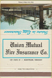 Matchbook Cover - Union Mutual Fire Insurance Montpelier VT 40 Strike