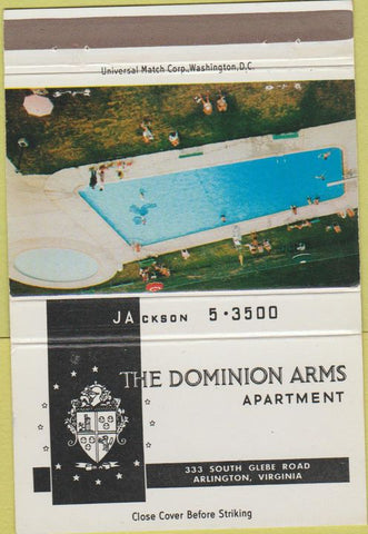 Matchbook Cover - Dominion Arms Apartment Arlington VA 40 Strike